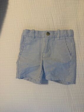 Janie and Jack Light Blue and White Seersucker Shorts